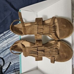 Women's Tan Fringe Sandals